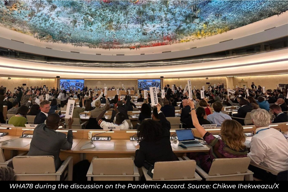 WHA78 during the discussion on the Pandemic Accord. Source: Chikwe Ihekweazu/X