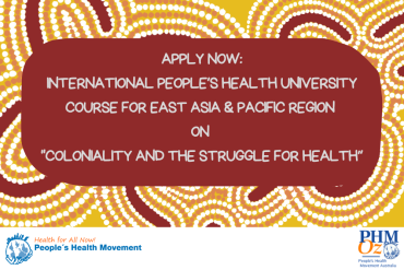 Banner/ poster for the text announcement with the title of the course "Coloniality and the Struggle for Health"