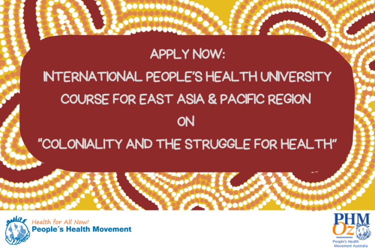 Banner/ poster for the text announcement with the title of the course "Coloniality and the Struggle for Health"