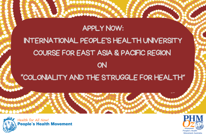 Banner/ poster for the text announcement with the title of the course "Coloniality and the Struggle for Health"